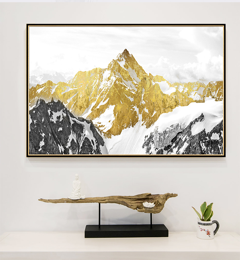 現代油畫 客廳別墅沙發背景墻掛畫 靠山招財畫 純手繪油畫 雪山圣景（單）