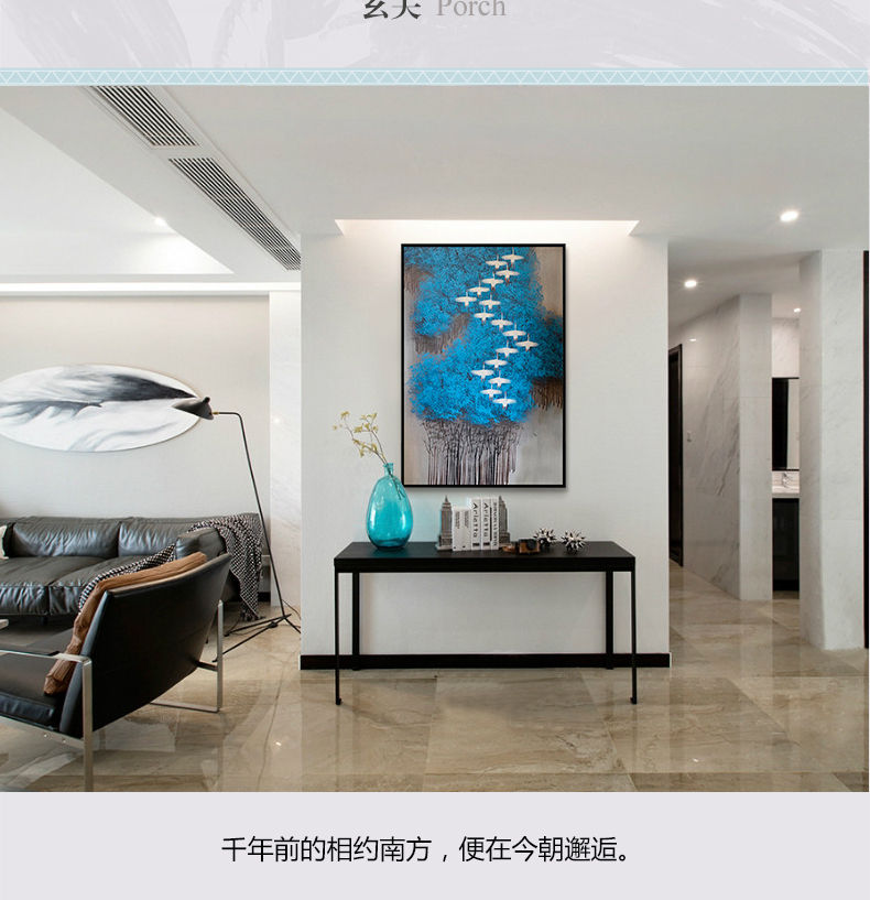 現代簡約抽象畫 客廳掛畫臥室藝術裝飾畫 手繪油畫  白雁過林