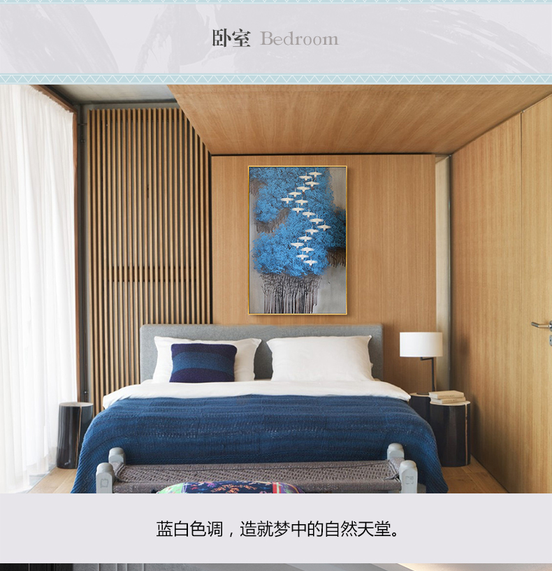 現代簡約抽象畫 客廳掛畫臥室藝術裝飾畫 手繪油畫  白雁過林