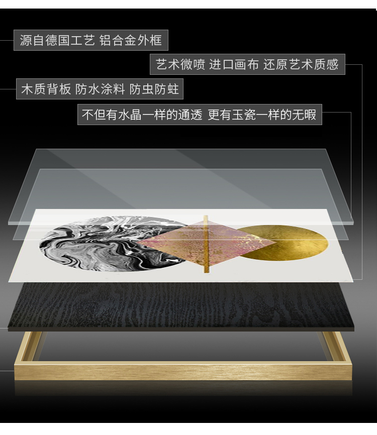 新中式裝飾 畫現代簡約客廳壁畫 走廊過道晶瓷畫 現代簡約輕奢玄關畫